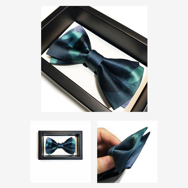 Men's Fancy Midnight Dark Green Bow Tie