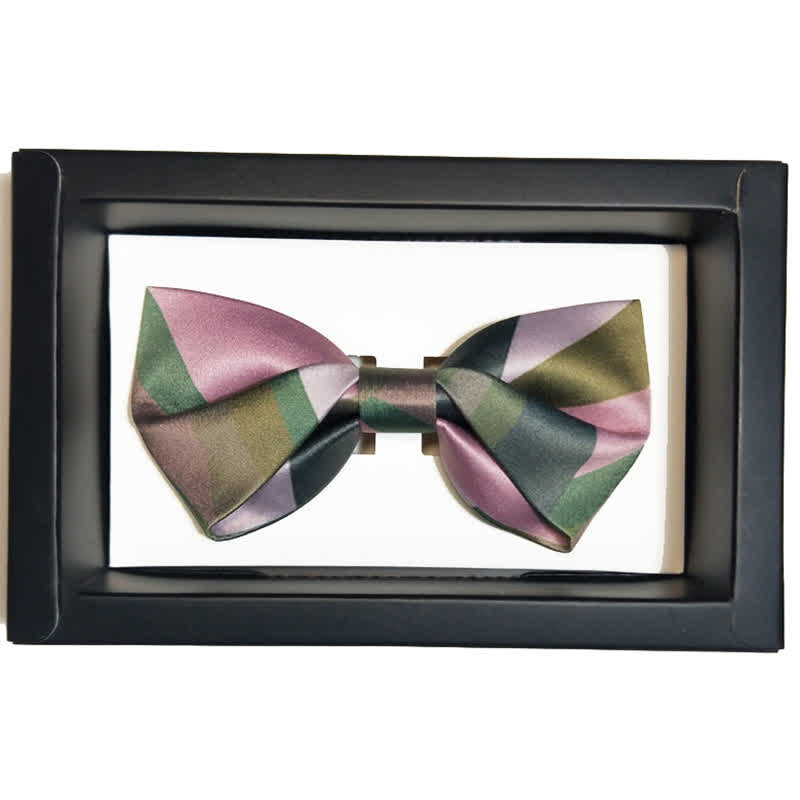 Men's Forest Green & Pink Double Layered Bow Tie