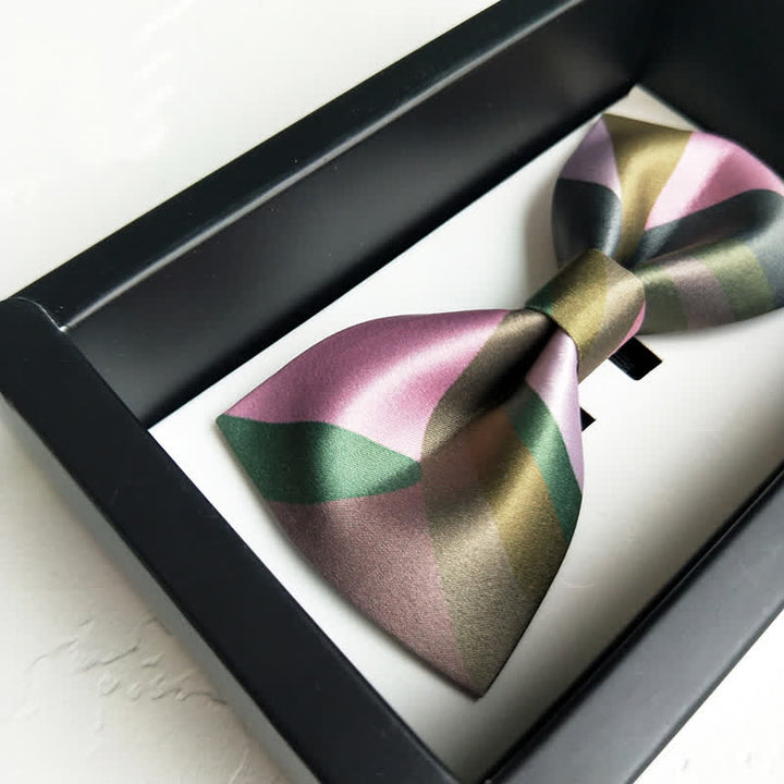 Men's Forest Green & Pink Double Layered Bow Tie