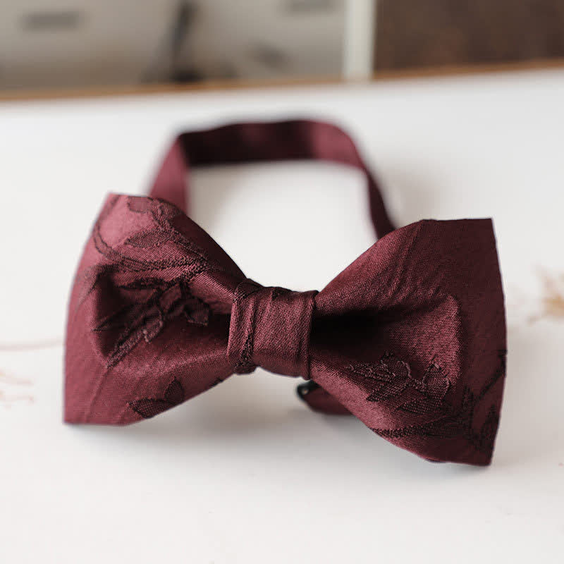 Men's Vintage Dark Red Series Floral Bow Tie