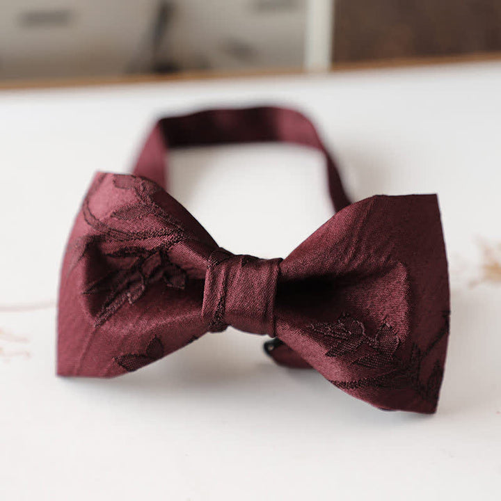 Men's Vintage Dark Red Series Floral Bow Tie