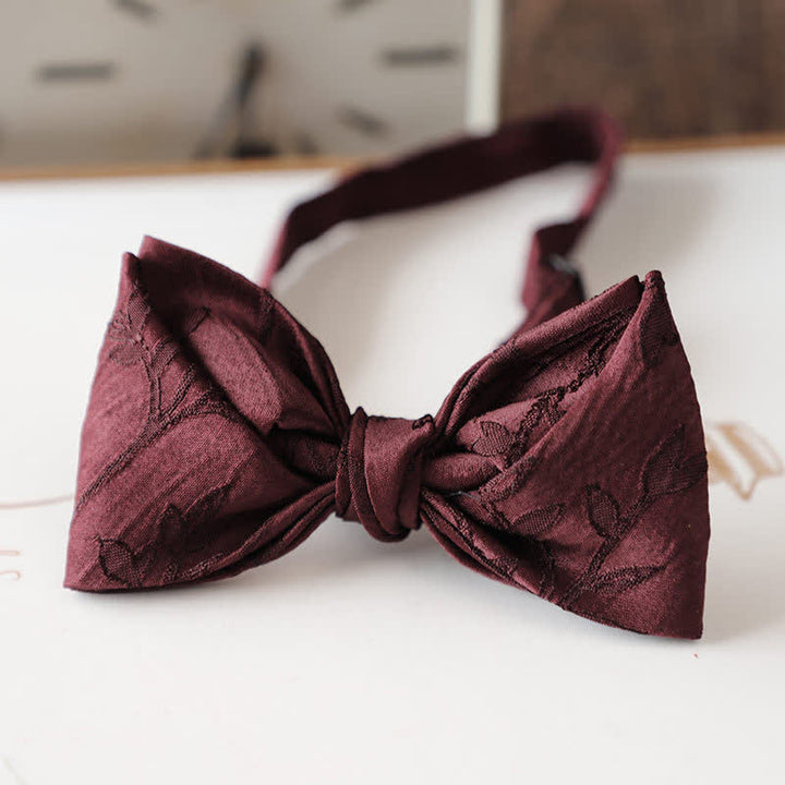 Men's Vintage Dark Red Series Floral Bow Tie