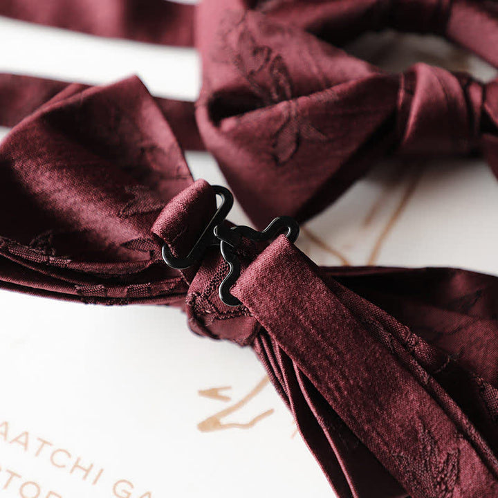 Men's Vintage Dark Red Series Floral Bow Tie
