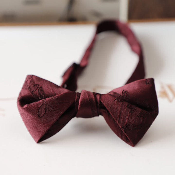 Men's Vintage Dark Red Series Floral Bow Tie