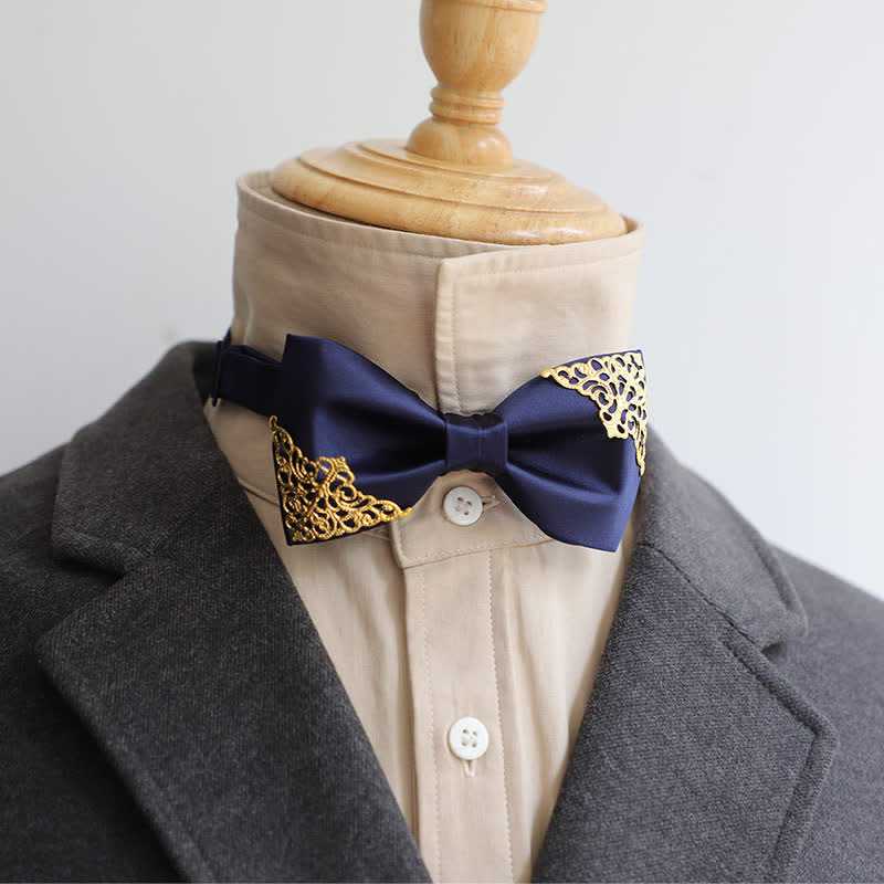 Men's Hollow Gold Metal Decor Bow Tie