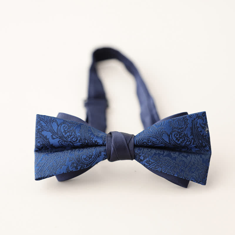 Men's Double Layers Striped Floral Colored Bow Tie