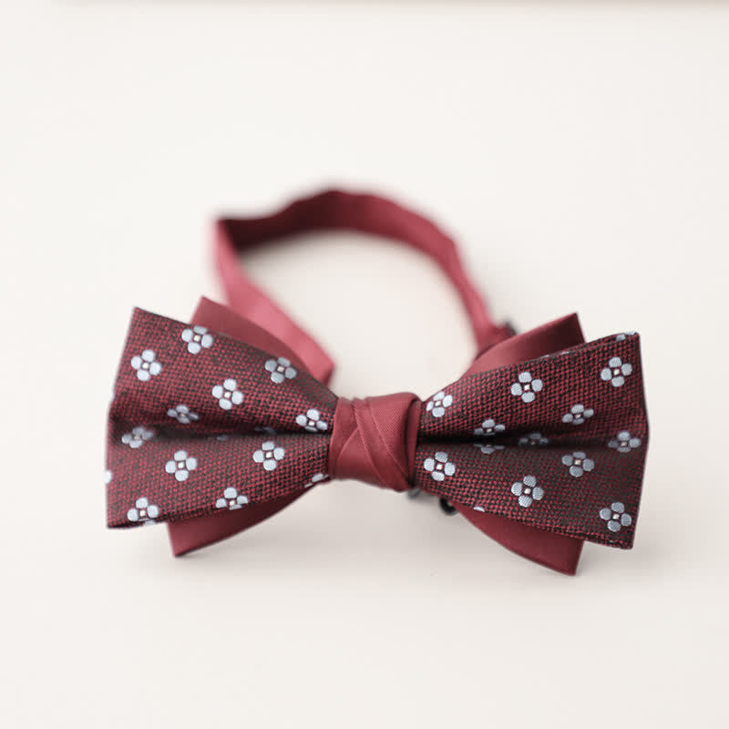 Men's Double Layers Striped Floral Colored Bow Tie