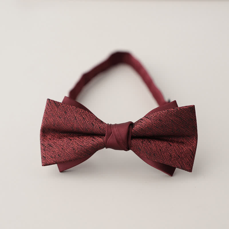 Men's Double Layers Striped Floral Colored Bow Tie