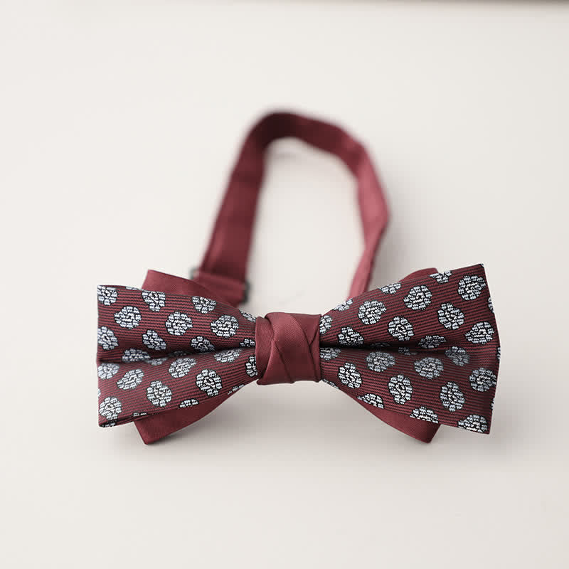 Men's Double Layers Striped Floral Colored Bow Tie