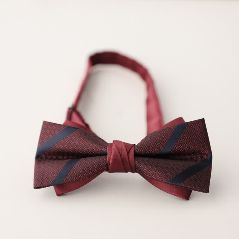 Men's Double Layers Striped Floral Colored Bow Tie