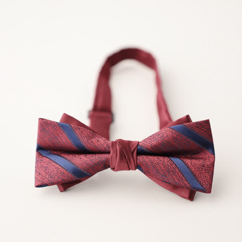 Men's Double Layers Striped Floral Colored Bow Tie