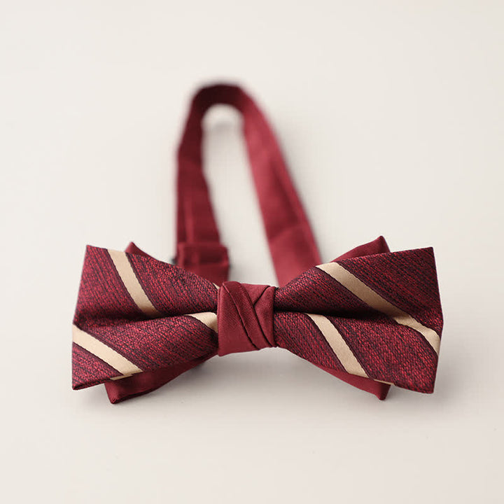 Men's Double Layers Striped Floral Colored Bow Tie