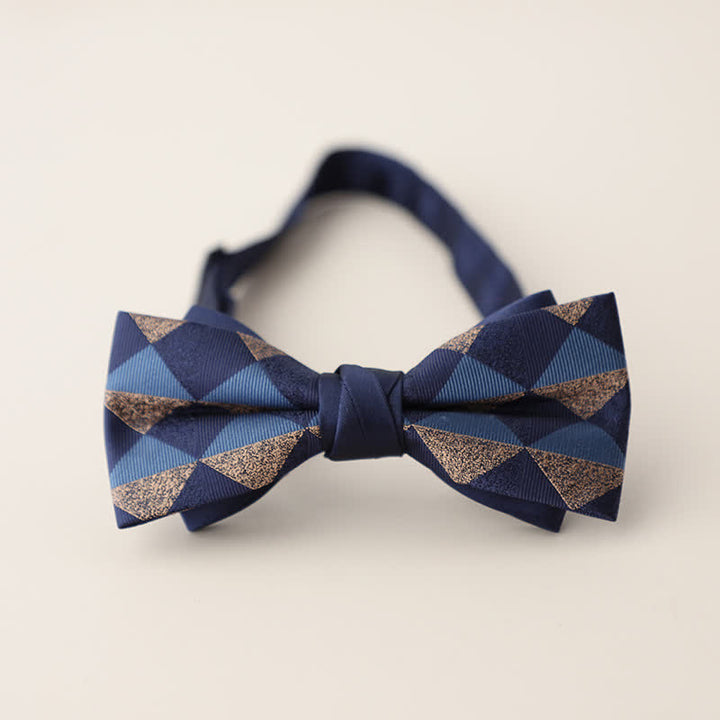 Men's Double Layers Striped Floral Colored Bow Tie