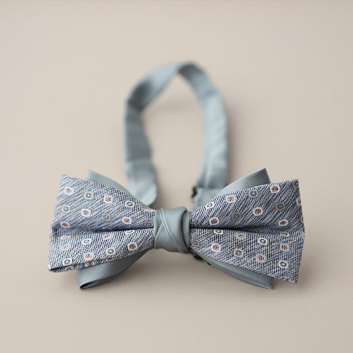 Men's Double Layers Striped Floral Colored Bow Tie