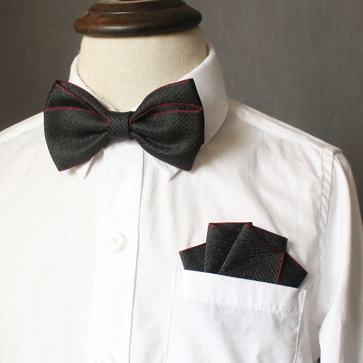 2Pcs Kid's Solid Color Folded Shape Bow Tie Set