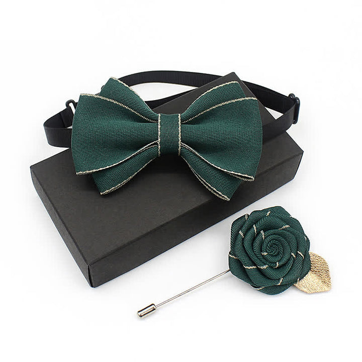 2Pcs Kid's Little Gentleman Multilayer Corsage Bow Tie Set