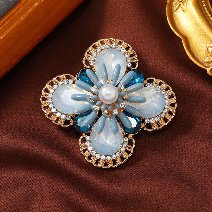 Women's Vintage Blue Opal Flower Brooch