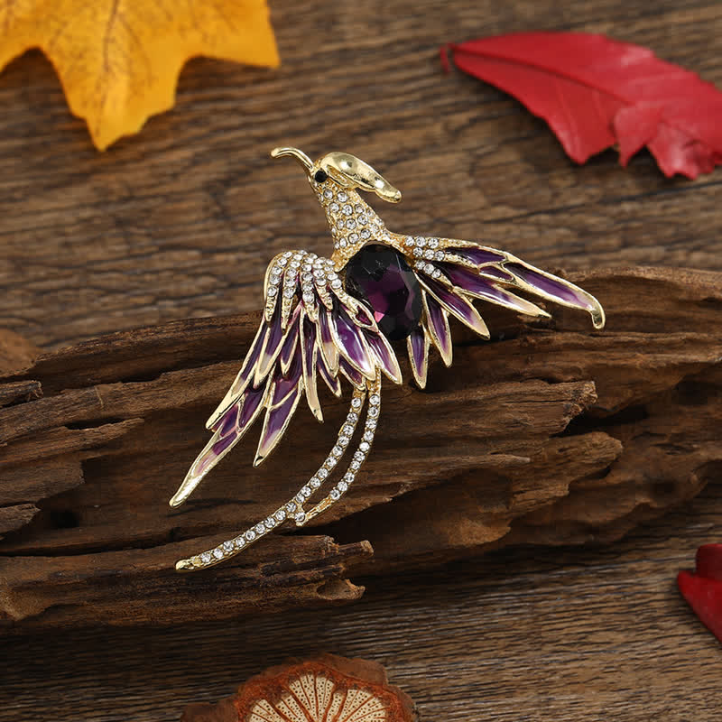 Women's Enamel Flying Phoenix Crystal Brooch