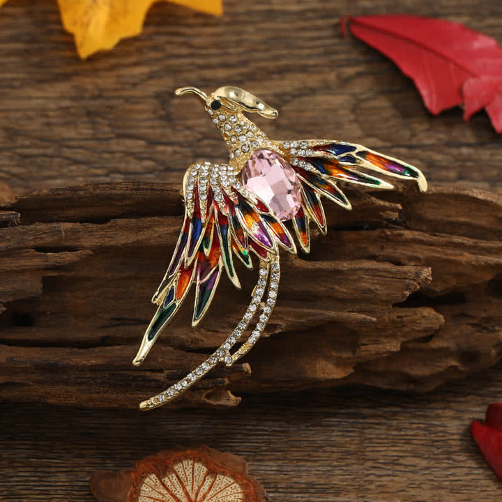 Women's Enamel Flying Phoenix Crystal Brooch