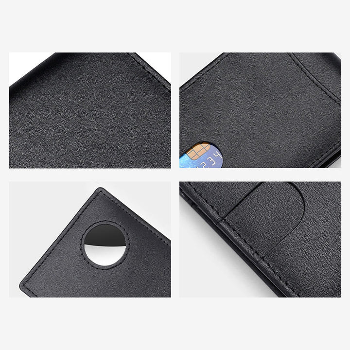 Anti-theft RFID Blocking Leather Front Pocket Wallet with Airtag Holder