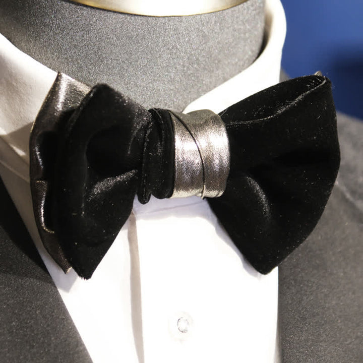 Men's Contrasting Double Colored Shining Velvet Bow Tie