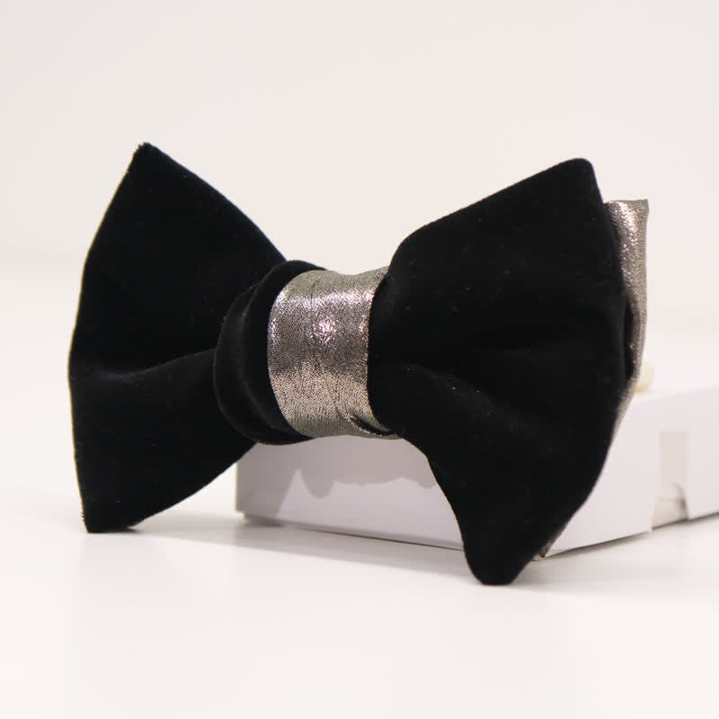 Men's Contrasting Double Colored Shining Velvet Bow Tie