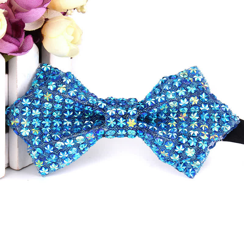 Men's Colorful Rhinestones Sequin Shining Pointed Bow Tie