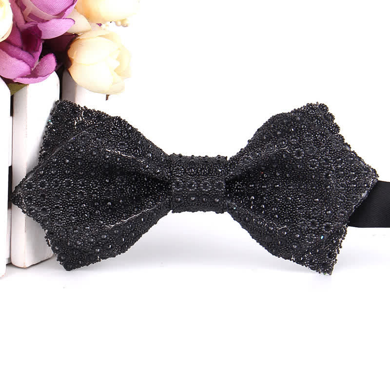 Men's Colorful Rhinestones Sequin Shining Pointed Bow Tie