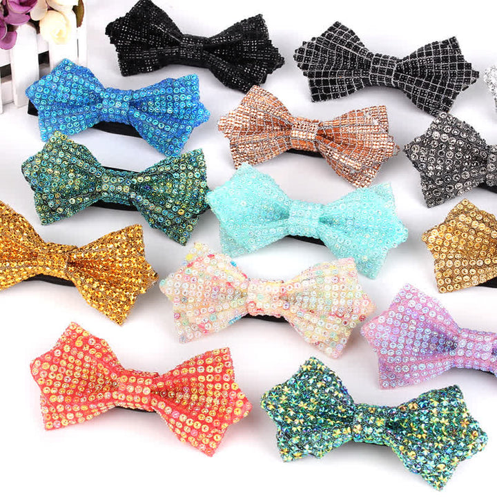 Men's Colorful Rhinestones Sequin Shining Pointed Bow Tie