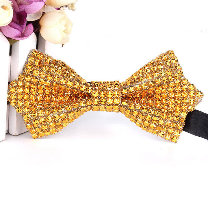 Men's Colorful Rhinestones Sequin Shining Pointed Bow Tie