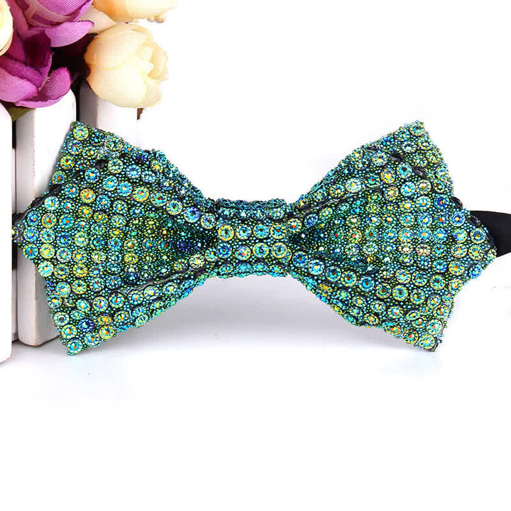 Men's Colorful Rhinestones Sequin Shining Pointed Bow Tie