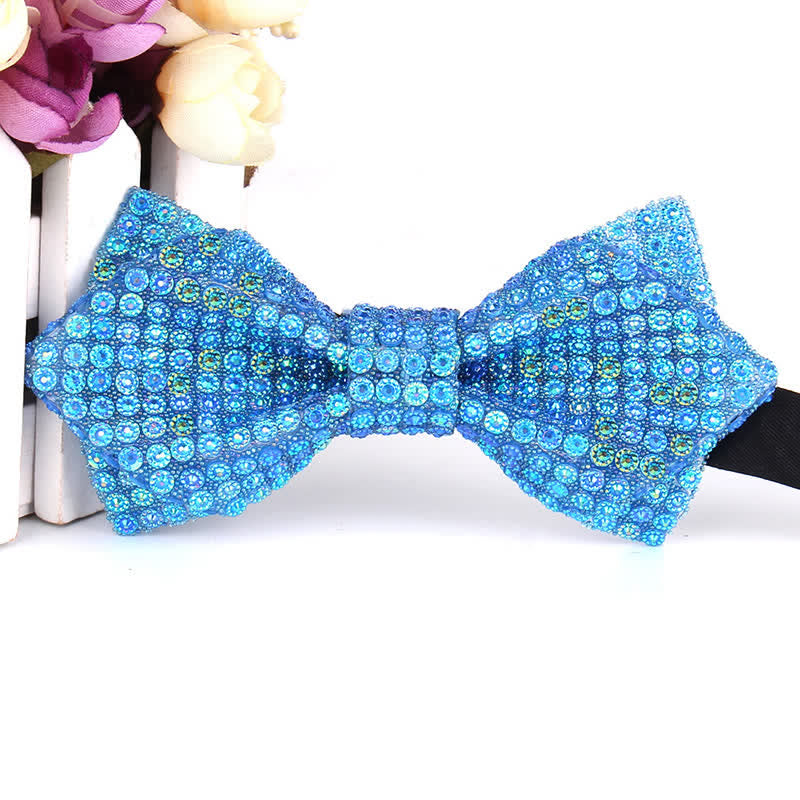 Men's Colorful Rhinestones Sequin Shining Pointed Bow Tie