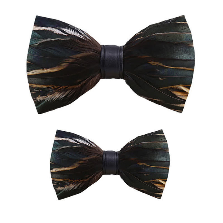 Kid's DarkSlateGray Feather Bow Tie with Lapel Pin