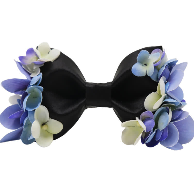 Men's Garden Violet & White Artificial Flower Bow Tie