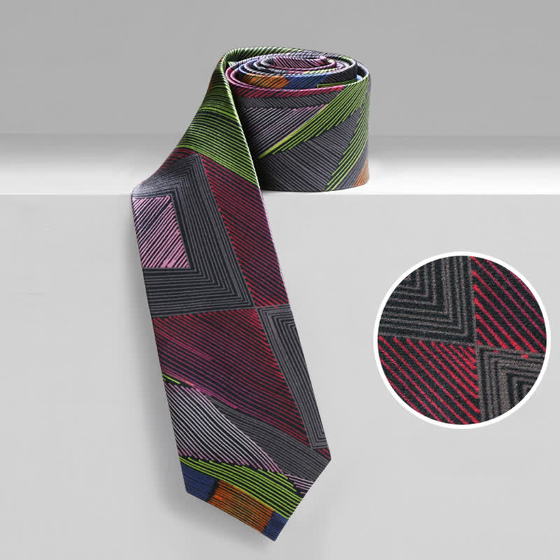 Men's Modern Multicolored Geometrical Lines Necktie