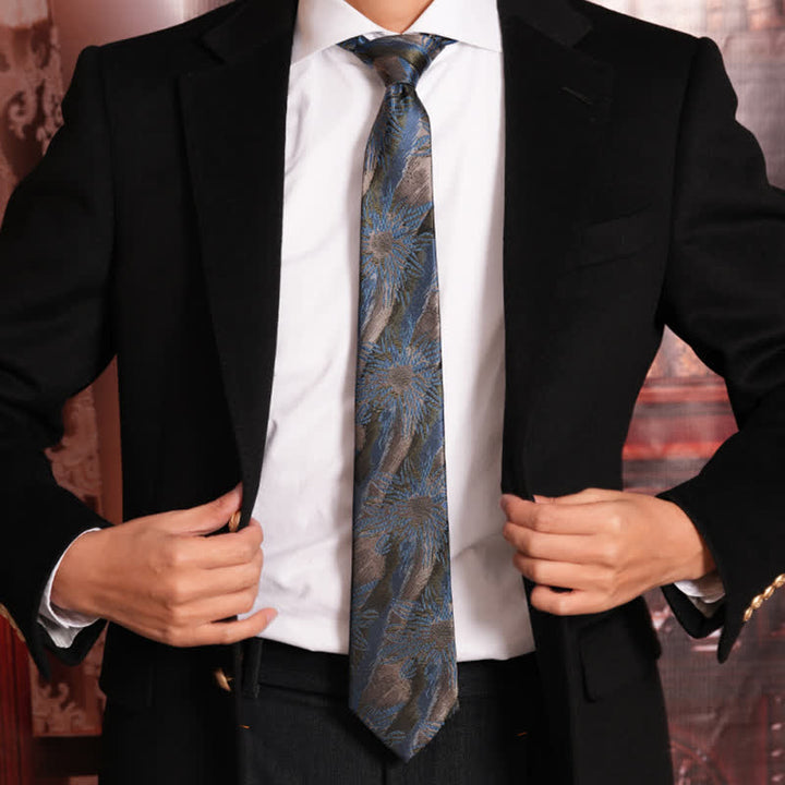 Men's Fabulous Gray & Blue Floral Vintage Necktie