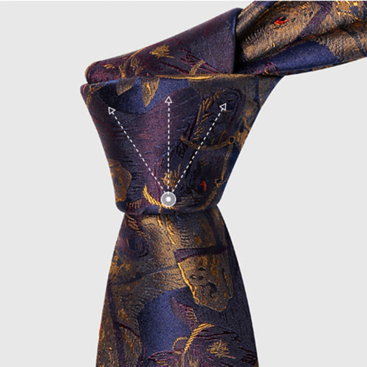 Men's Purple & Goldenrod Horse Jacquard Necktie