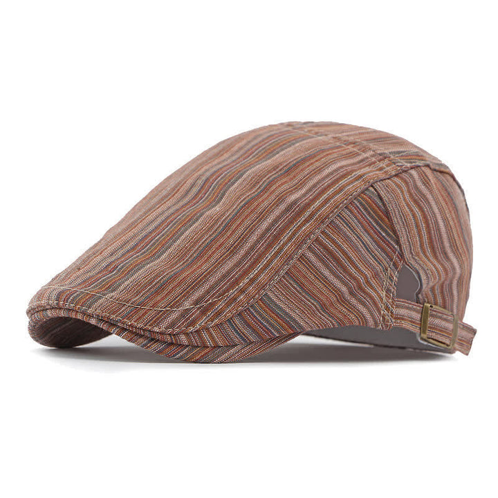 Retro Striped Adjustable Buckle Casual Beret Hat