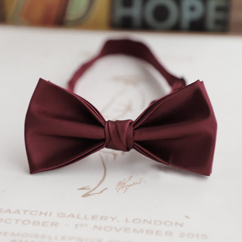 Men's Glossy Double-layer Solid Color Bow Tie