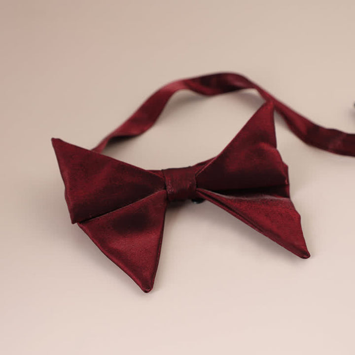 Men's Glossy Butterfly-Like Oversized Pointed Bow Tie