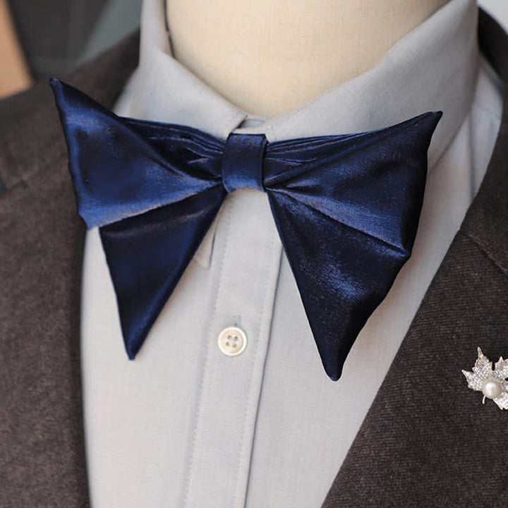 Men's Glossy Butterfly-Like Oversized Pointed Bow Tie