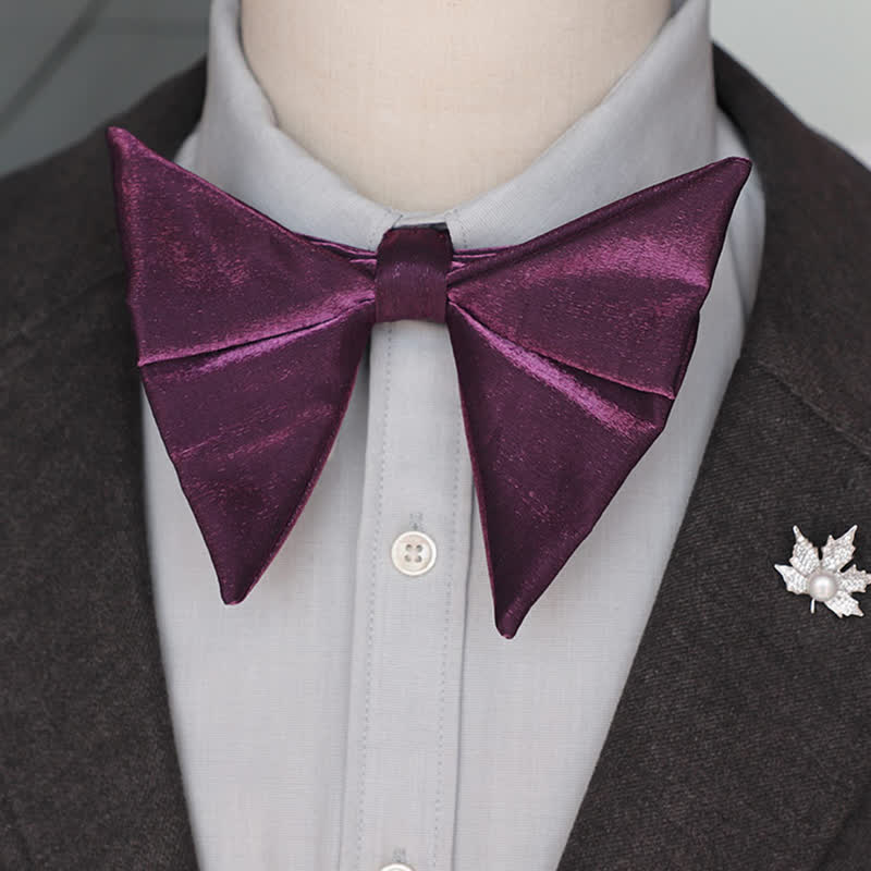 Men's Glossy Butterfly-Like Oversized Pointed Bow Tie