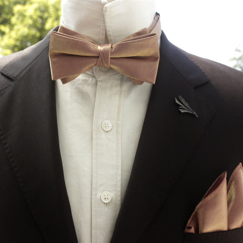 Men's Bright Double-Layered Solid Color Bow Tie