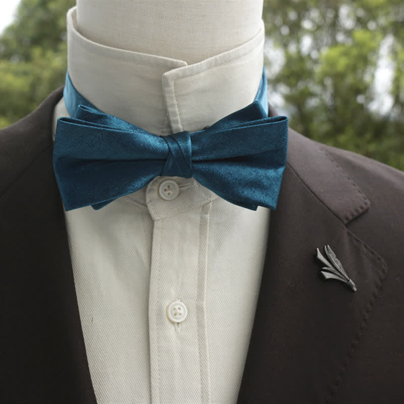 Men's Bright Double-Layered Solid Color Bow Tie