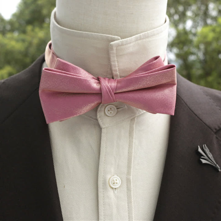 Men's Bright Double-Layered Solid Color Bow Tie