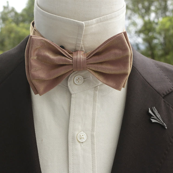 Men's Bright Double-Layered Solid Color Bow Tie