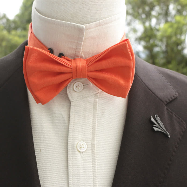 Men's Bright Double-Layered Solid Color Bow Tie