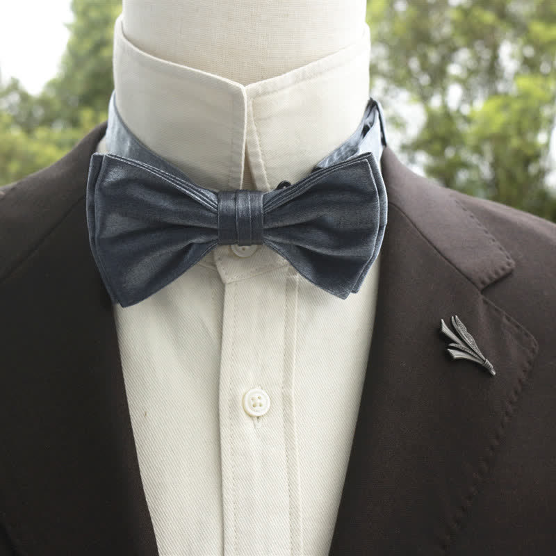 Men's Bright Double-Layered Solid Color Bow Tie