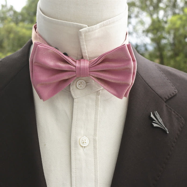 Men's Bright Double-Layered Solid Color Bow Tie