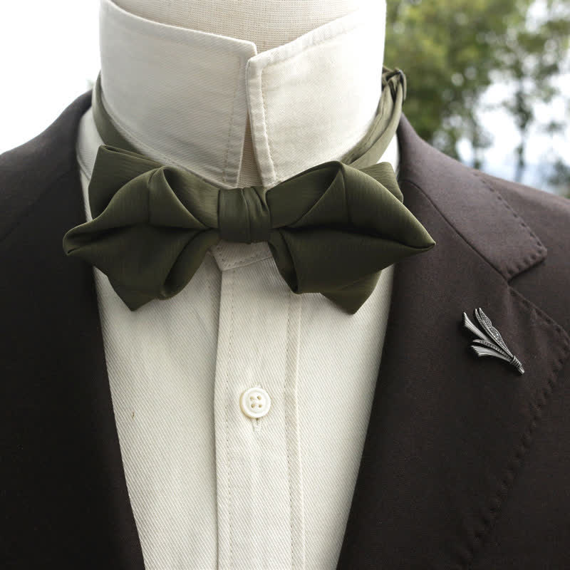 Men's Bud-Like Solid Color Pointed Bow Tie